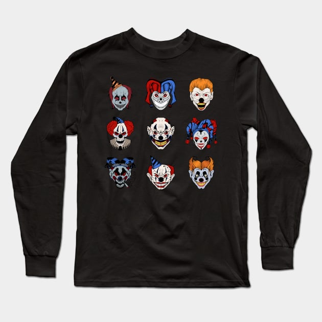 Horror Clowns Long Sleeve T-Shirt by Luve